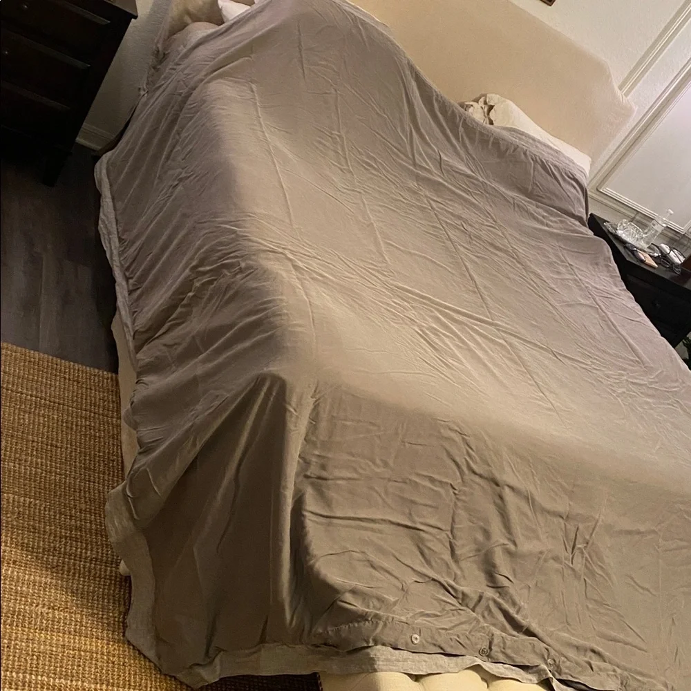 Pottery Barn Duvet Cover and Two Pillow Shams Tencel Body with Linen Trim